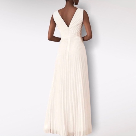 BHLDN x Badgley Mischka Sloane Size 6Ivory Pleated Maxi Wedding Dress - Picture 2 of 11